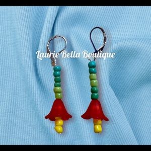 Tulip Red Yellow Earrings